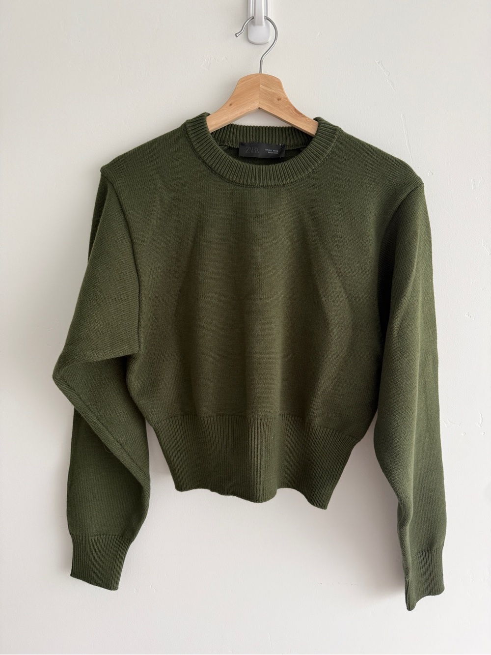 Zara Olive Green Crewneck Sweater